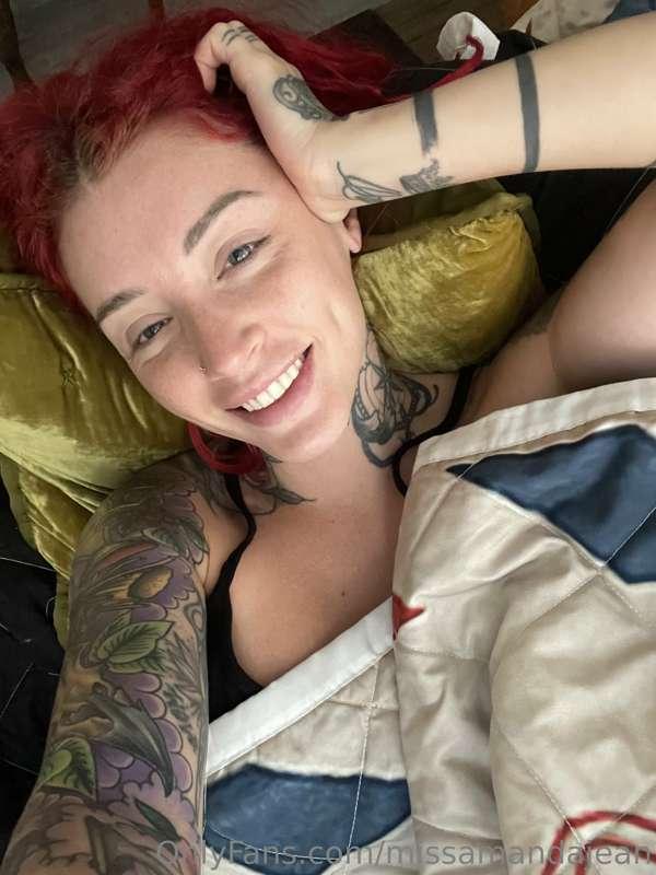 Smiling cause I just wanna stay in bed all day, thinking wha..