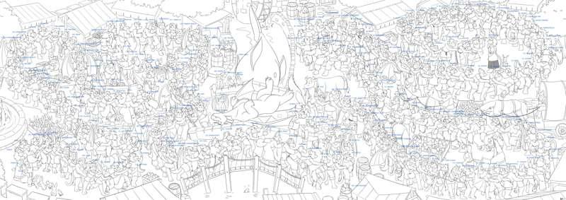 S&S book 2 WIP update 7: conga line inked!