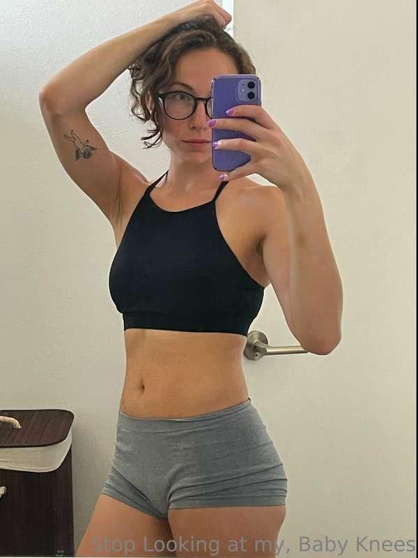 Mirror pic in sports bra and booty shorts, nothing more, not..