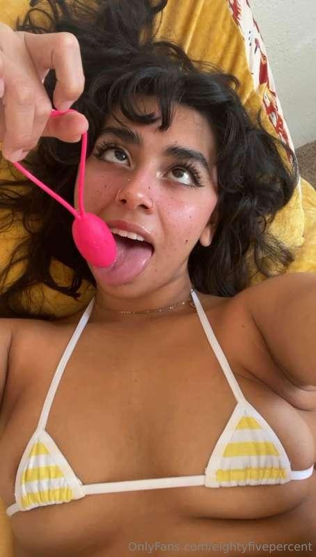 This was just in my smooth wet pussy. Watch me pull it out a..