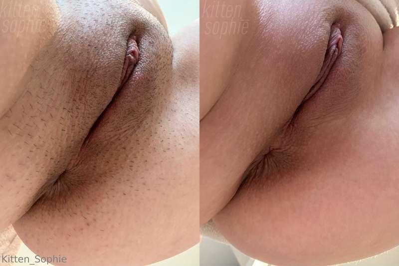 before & after my shower today 🙊💦😃