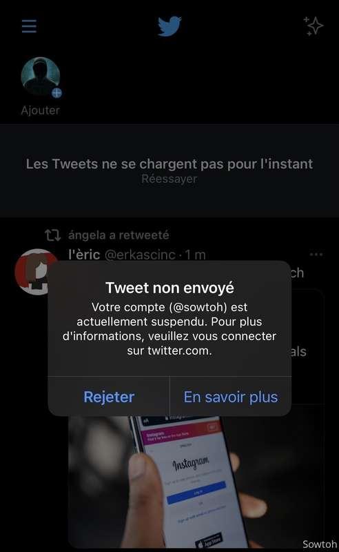 Mon compte Twitter est suspendu !!! Je suis dégouté ! Mais e..