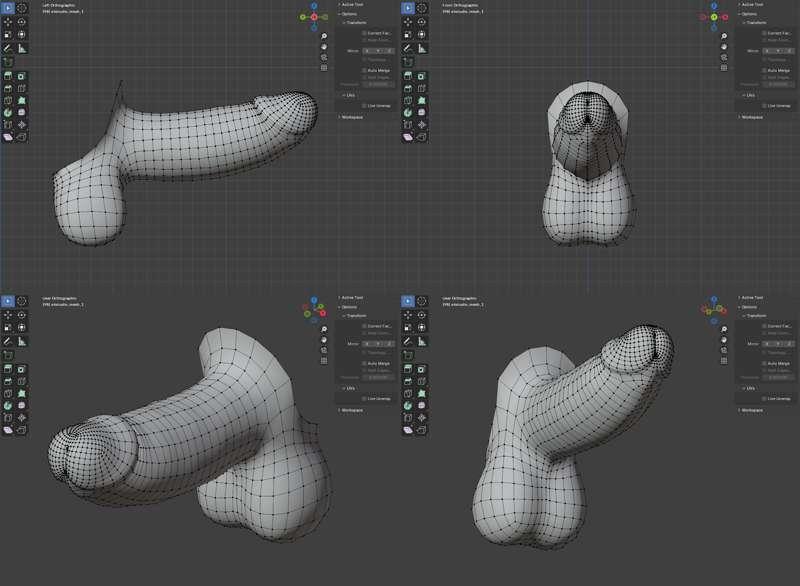 WIP - Futanari Penis: Low poly mesh and textures. 