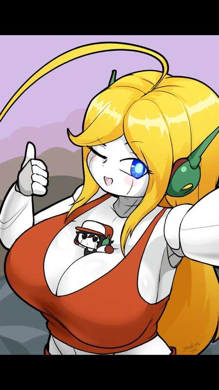 [SFW repost] Curly + plushie, Need for Cheese