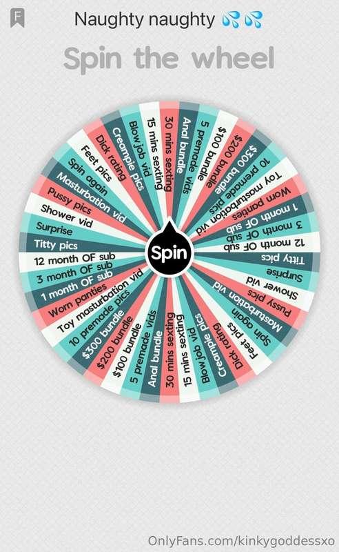 My naughty wheel 💦💦 cum and try your luck! 

One spin $5 
Tw..