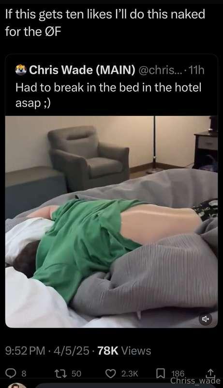 I am a person of my word and will be flying into that bed wi..