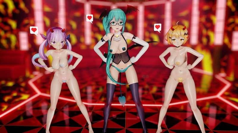 【2K & FullHD】 Helltaker - Kagura Suzu, Minato Aqua, Yozora Mel