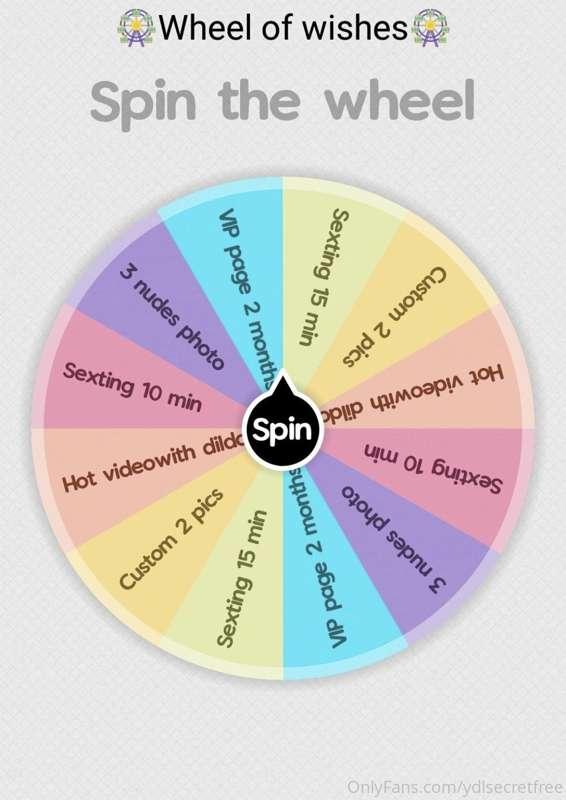Try my wheel of your wishes. 😻 

Send a tip on 7$ to win one..