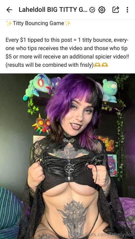 New titty bounce game available on my page 🤭 @laheldoll 