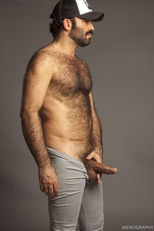 Hairy daddy Joao gets out his thick meaty uncut dick