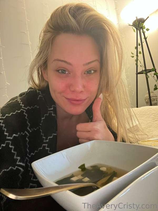 Miso soup secured… ✅ now who’s coming to dick me down and wa..