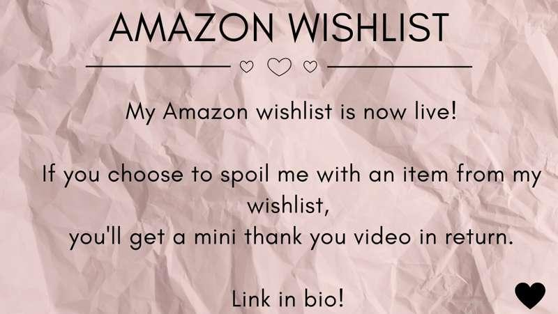 My Amazon wishlist is now live again! The link is in my bio...