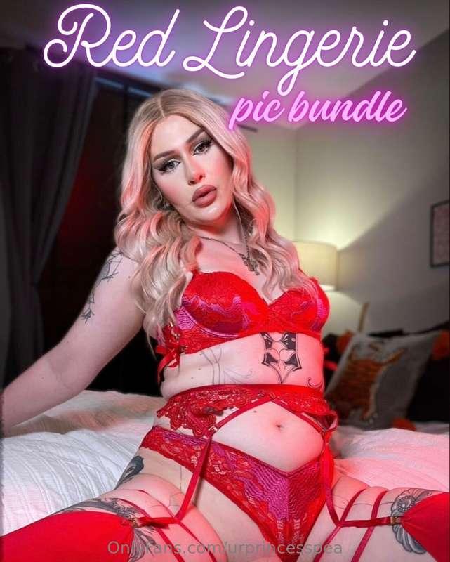 Suck My cock and worship my ass in this red lingerie pic set..
