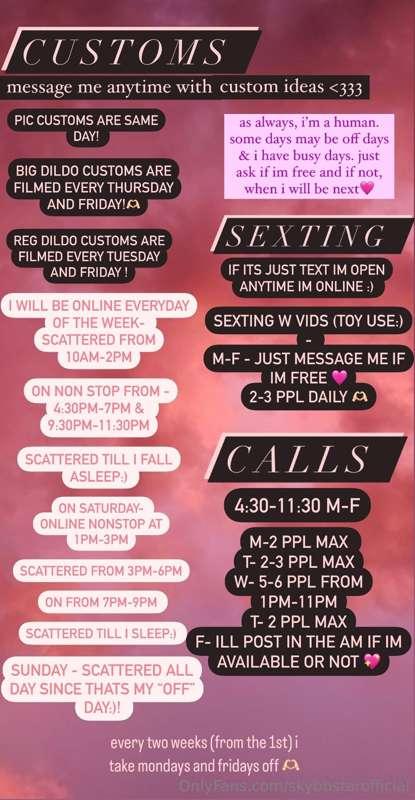 with sm love 🫶🏻 new and firm schedule mwah