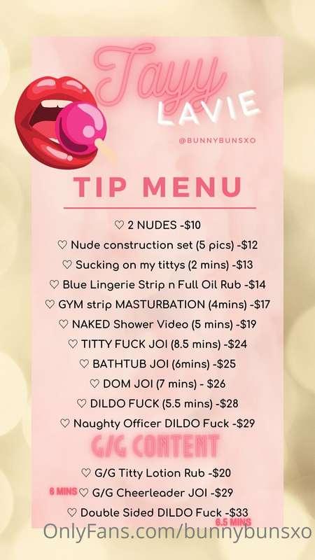 I ***UPDATED*** my tip menu with new content, new prices AND..