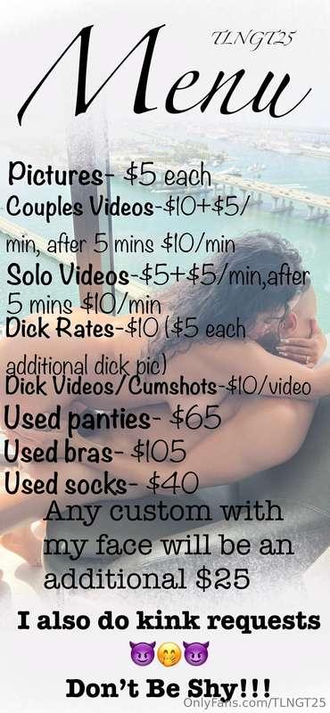 Here's my menu for those of you who don't know that you can ..