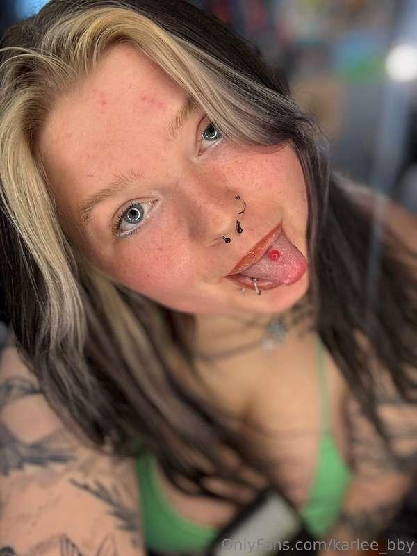 You want this tongue on your cock daddy? 👅 looking innocent ..