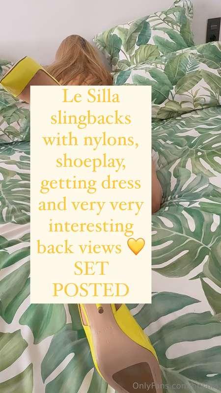 Le Silla slingbacks with nylons, shoeplay, getting dress and..