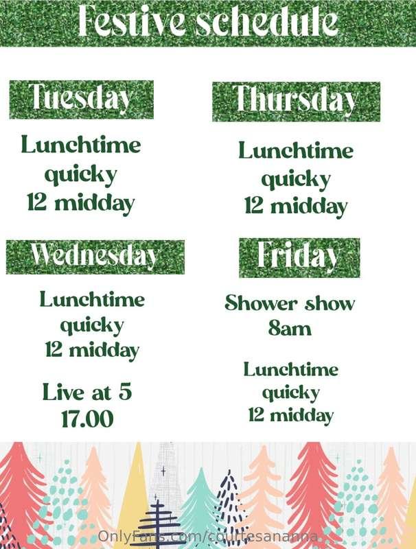 This weeks Festive Schedule a later addition maybe a live st..
