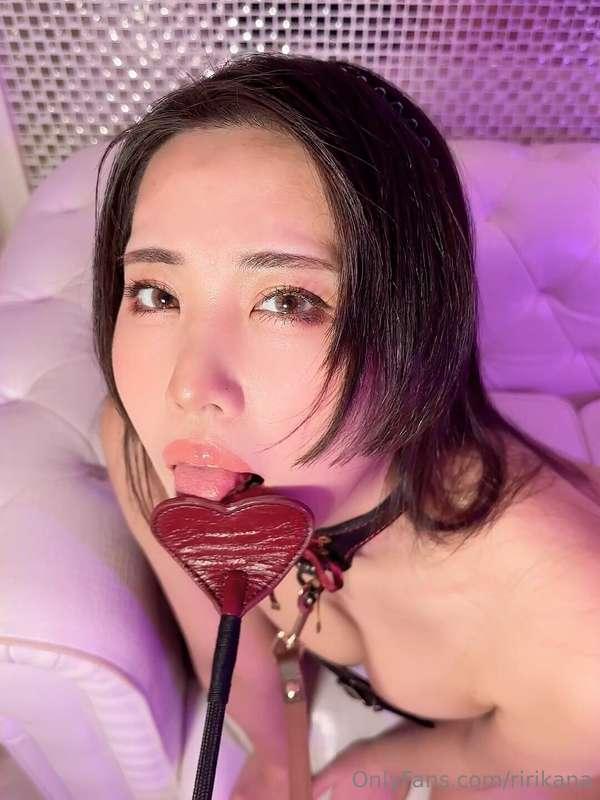 Slave Riri has to lick and suck on her whip 🦯♡