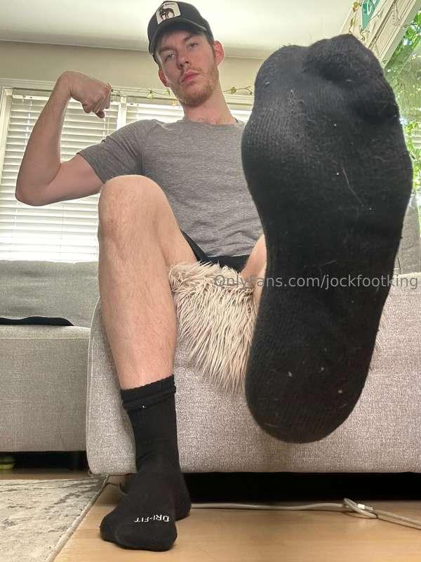My sweaty black socks are so ripe and musky. Take in that ma..