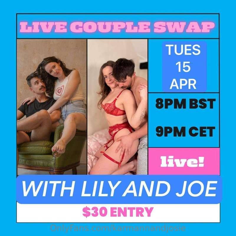 🔥  LIVE COUPLE SWAP - TUESDAY 15.04 @ 21:00 CET/20:00 BST/12..
