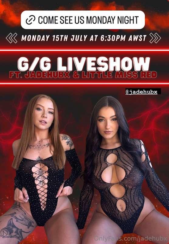 Me and @littlemissredof are doing a live show while we’re on..