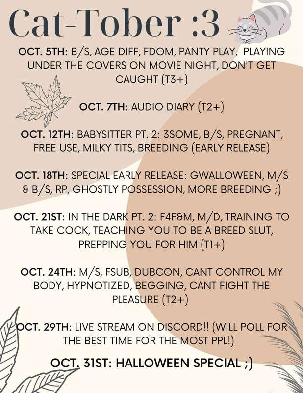 Cat-tober is Approaching 🤓 Spend it here with me! :3 