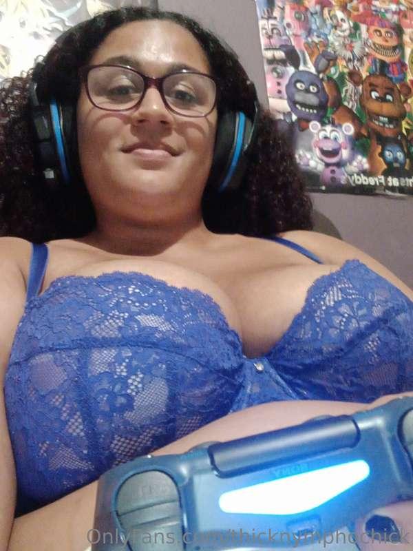Shirtless gaming.