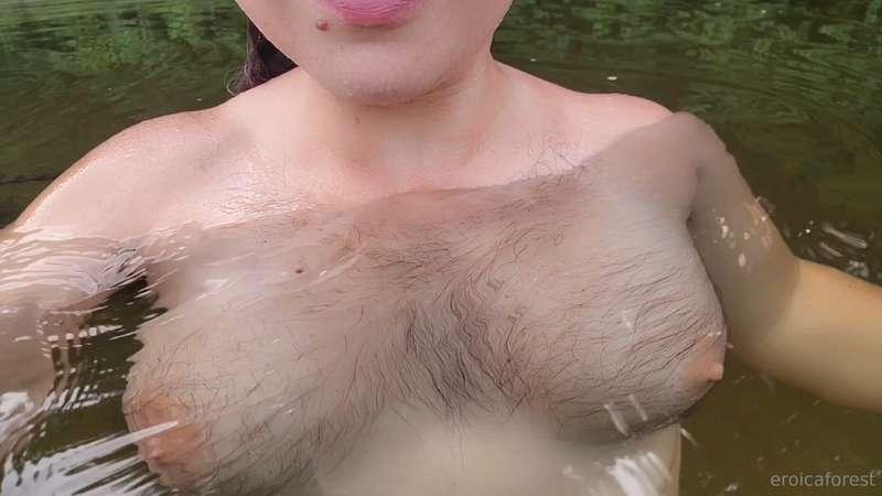 Watch me show off my titty hair and swish it all around in c..