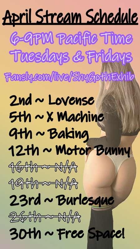 April Stream Schedule! 