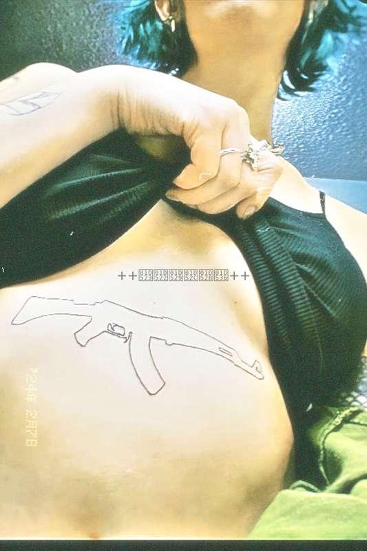 New Ak tattoo , you like?  Getting it filled in blk once it ..