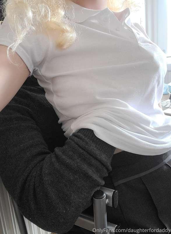 Daddy likes to put his hands under my t-shirt and give me a ..