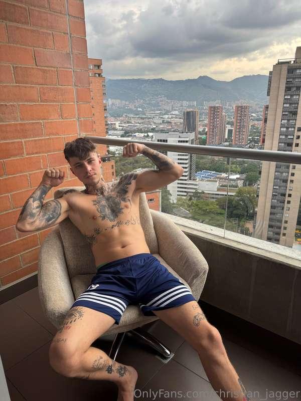 Just a guy, his shorts, and a balcony full of naughty though..