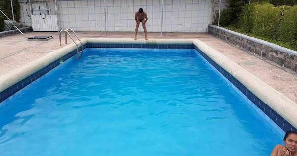 LEON AND EDITH IN THE POOL