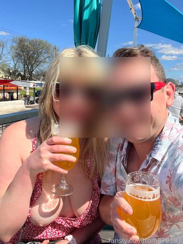 Proper way to take a selfie at the brewery 😂
@southernbeauty4u 
#fyp #selfie #boobs #public #flashing #milf #couple #dare #daring #risky