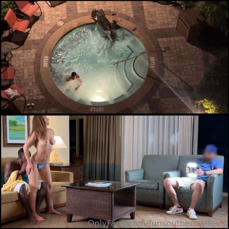 I saw this guy in the hot tub from my hotel balcony. The wat..