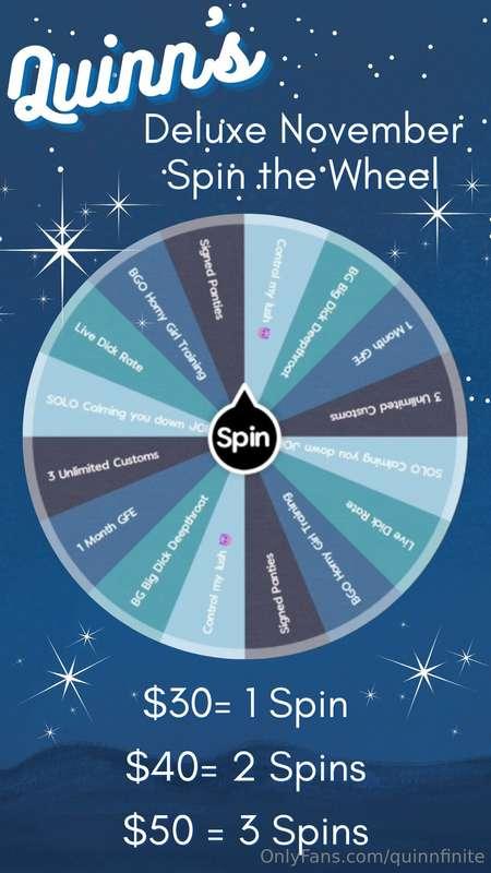 DELUXE November SPIN THE WHEELThe nights are getting longer ..