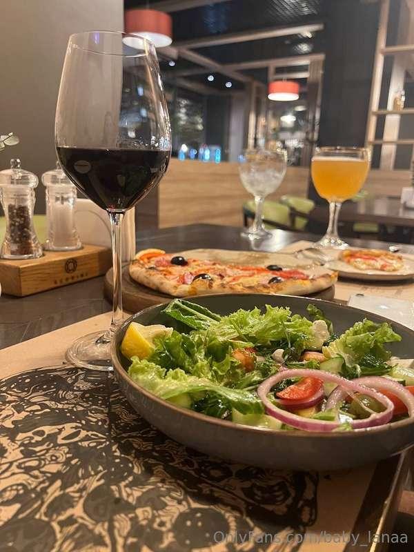 Taking a little pause to enjoy the moment 🍷🥗✨Sometimes all y..