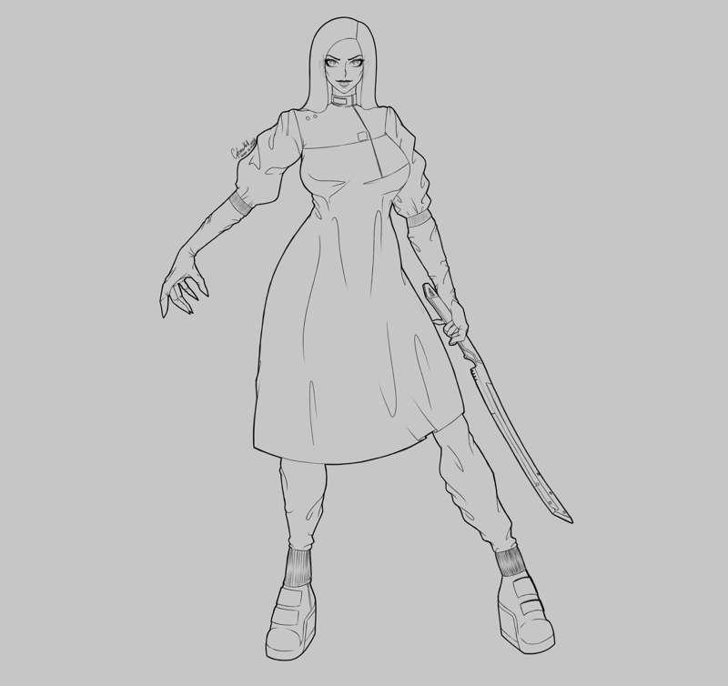 Lineart of human Ash :3