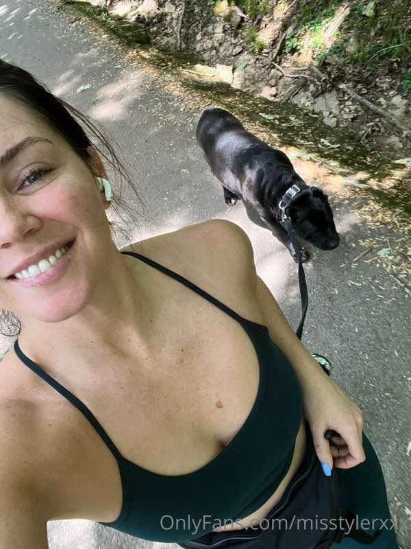 Taking my favorite girl for a hike today 🐾 💜