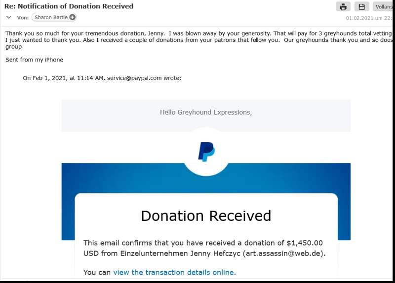 Donation update