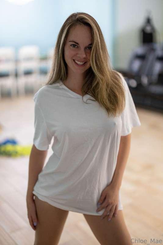 No pants. No bra. Just this little white tee and a naughty s..