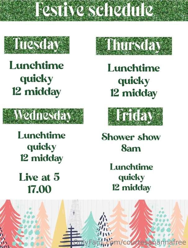 Festive weekly schedule of live streams on my VIP page @cour..