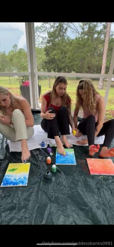 Babe stop and watch us attempt to toe paint for the first ti..