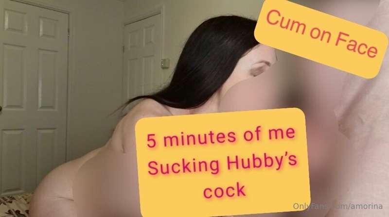 ***See Hubby Cum on my Face!*** Do I look good **sucking coc..