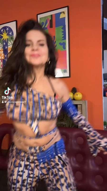 1 min Dance in Blue & Animal Print Outfit over Red Bikini