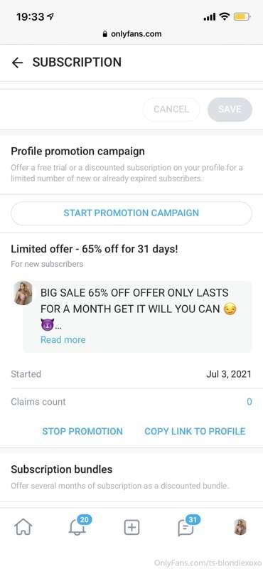 65% off is back on my VIP ONLYFANS ONLY FOR THIS MONTH 😈😈get..