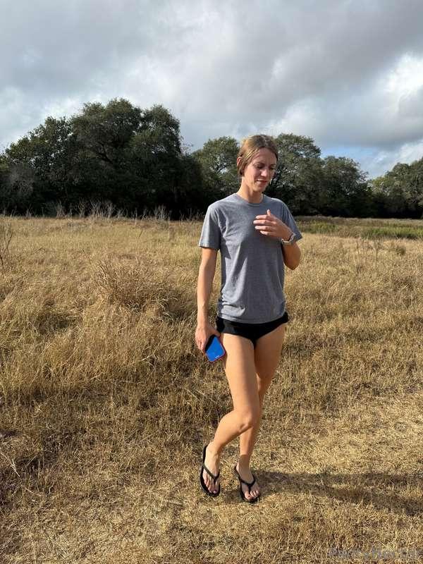 Beautiful day on a Texas ranch flashing my titties and ass