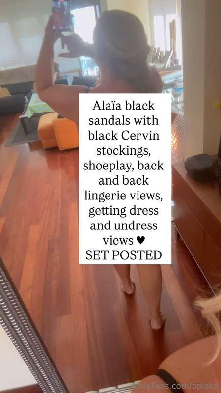 Alaïa black sandals with black Cervin stockings, shoeplay, b..